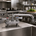 Thumbnail image #2 for BK Resources EVO-4DM-12 4-Inch Center Deck-Mount Stainless Steel Manual Faucet with 12-Inch Swing Spout