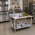Thumbnail image #2 for 48-Inch x 30-Inch 18-Gauge 400 Series Stainless Steel Reinforced Top Work Table with 5-Inch Backsplash and Undershelf