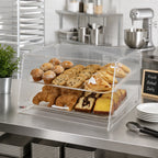 Thumbnail image #2 for Winco ADC-2 Acrylic Countertop Pastry Display Case, 21 x 18 x 12 Inch, Slant Front with Rear Access Door