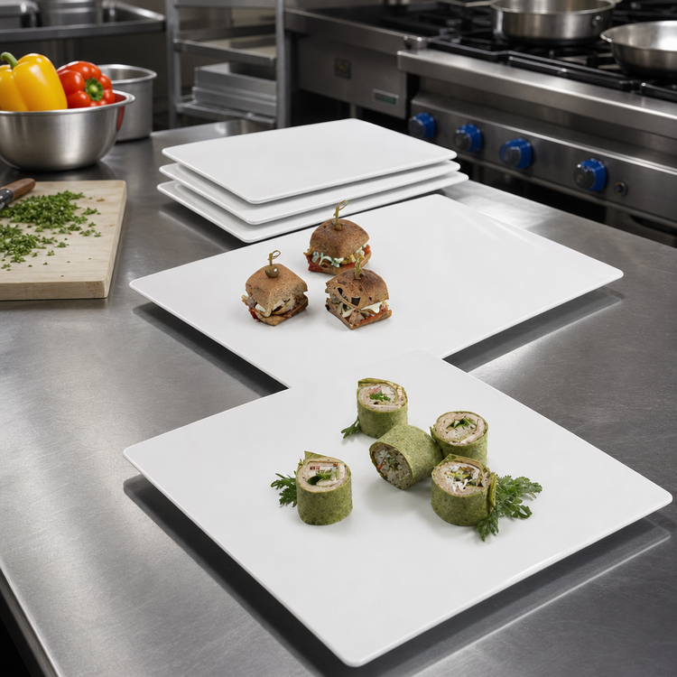 Product image #2 for American Metalcraft 14-3/8-Inch Square Flat White Melamine Platter