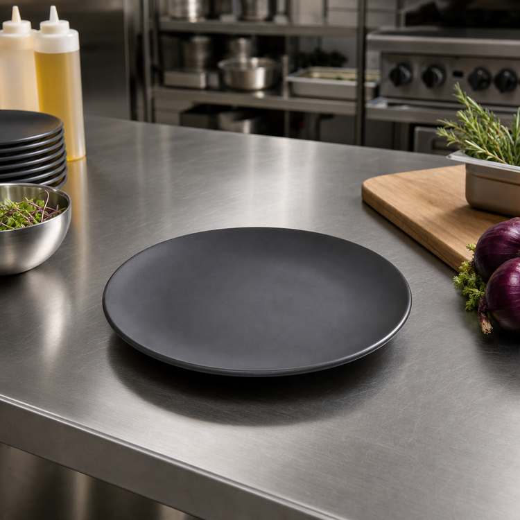 Product image #3 for American Metalcraft 9 Inch Black Matte Melamine Round Coupe Plate