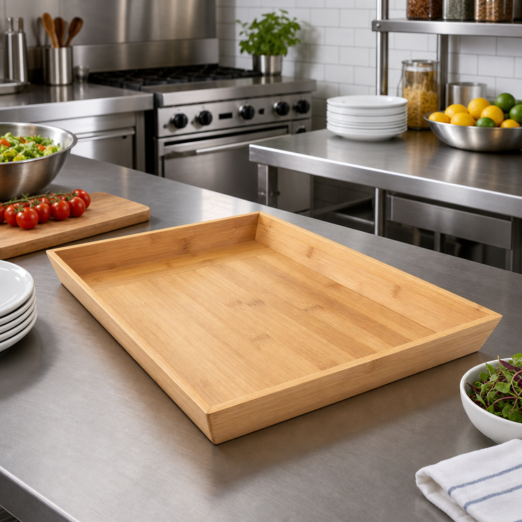 Product image #2 for American Metalcraft Rectangular Bamboo Serving Tray, 18 x 12 x 2 Inches