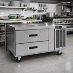 Thumbnail image #2 for Delfield Low Profile F2694CP 2-Drawer Freezer Equipment Stand, 94.25-Inch, Stainless Steel Top, Side-Mounted Self-Contained Refrigeration