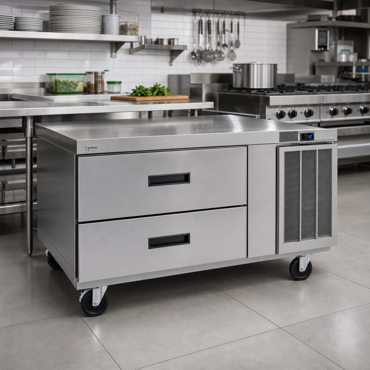Product image #2 for Delfield Low-Profile 2-Drawer Freezer Equipment Stand, Side-Mounted Self-Contained Refrigeration