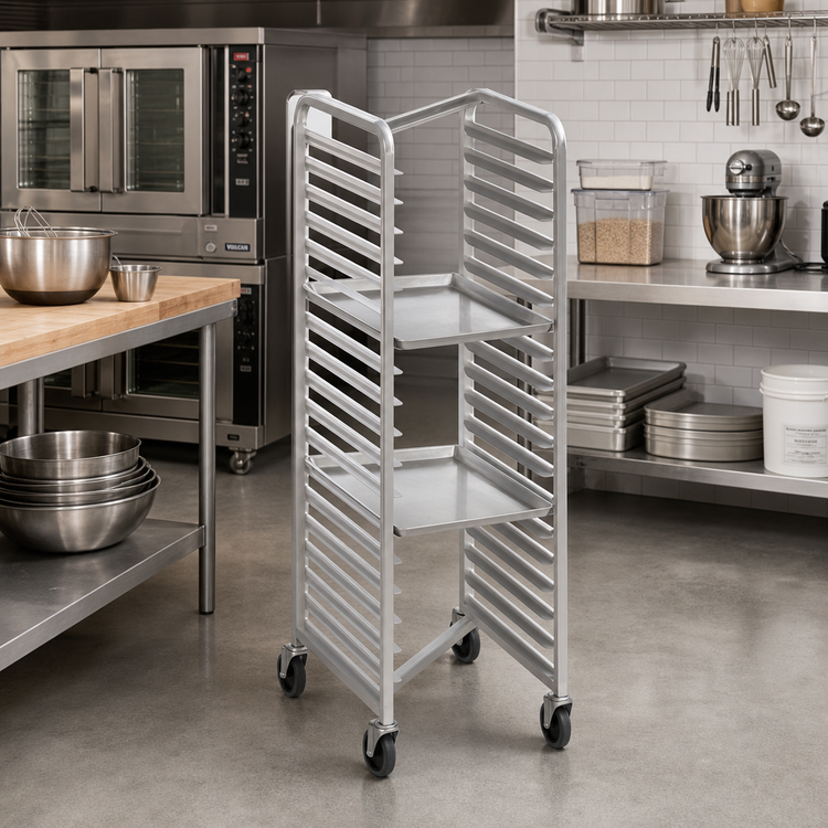 Product image #3 for Channel Manufacturing Stainless Steel Nesting End-Load Bun Pan Rack with 5-Inch Swivel Casters, 7-Pan Capacity, 20.5 x 26 x 36 Inches