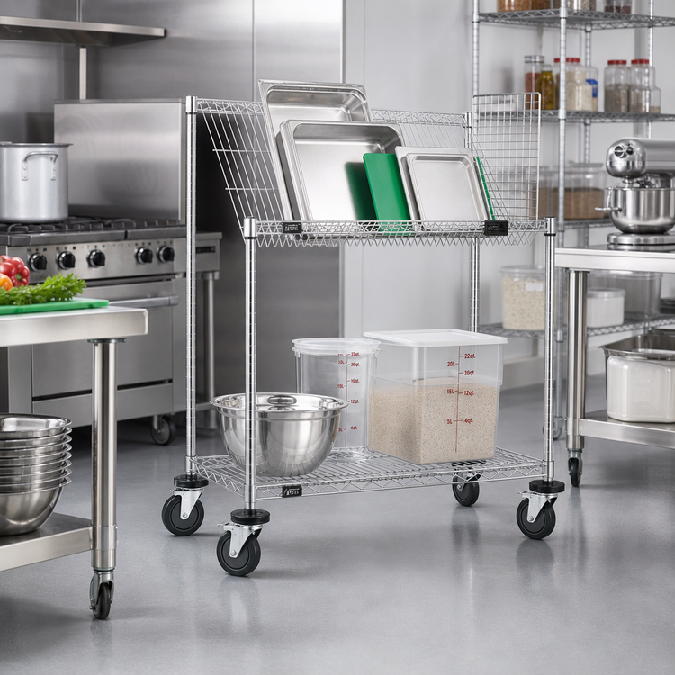 Product image #2 for Quantum Chrome Plated Mobile Wire Shelving Cart, 36 x 18 x 40 Inch