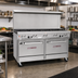 Thumbnail image #2 for 60-Inch Stainless Steel Gas Restaurant Range with 9 Open Burners and 2 Standard Ovens