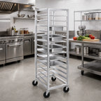 Thumbnail image #2 for Channel Manufacturing UTR-15 Aluminum End-Load Bun Pan / Steam Table Pan Rack, 4-Inch Fixed Slides, 15-Pan Capacity, 5-Inch Casters