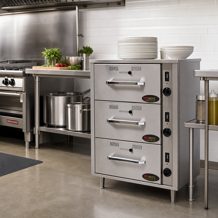 Product image #2 for RedHots DWN-3-240 Freestanding 3-Drawer Narrow Electric Warming Drawer, 240V