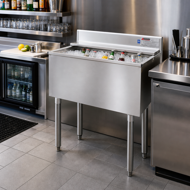 Product image #2 for Eagle Group 2200 Series Underbar Ice Bin/Cocktail Unit with Sliding Cover, 42 Inch x 24 Inch, 239 lb. Capacity