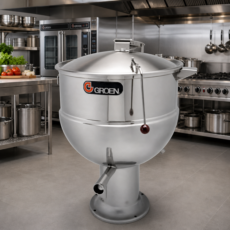 Product image #2 for Groen PT-60 60-Gallon Direct Steam Kettle with 2/3 Jacket and Pedestal Base