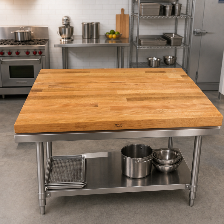 Product image #2 for John Boos Appalachian 48 Inch x 42 Inch Blended Rails Oak Island Countertop, Varnique Finish
