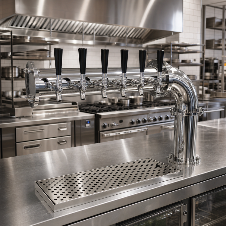 Product image #3 for Pipe Cantilever Countertop Air-Cooled Draft Dispensing Tower with 6 Stainless Steel Faucets