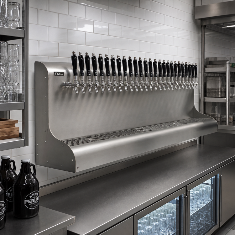 Product image #2 for Perlick 90-Inch 30-Faucet Modular Wall-Mount Glycol-Cooled Stainless Steel Draft Beer Dispensing Tower, Rear Lead Exit