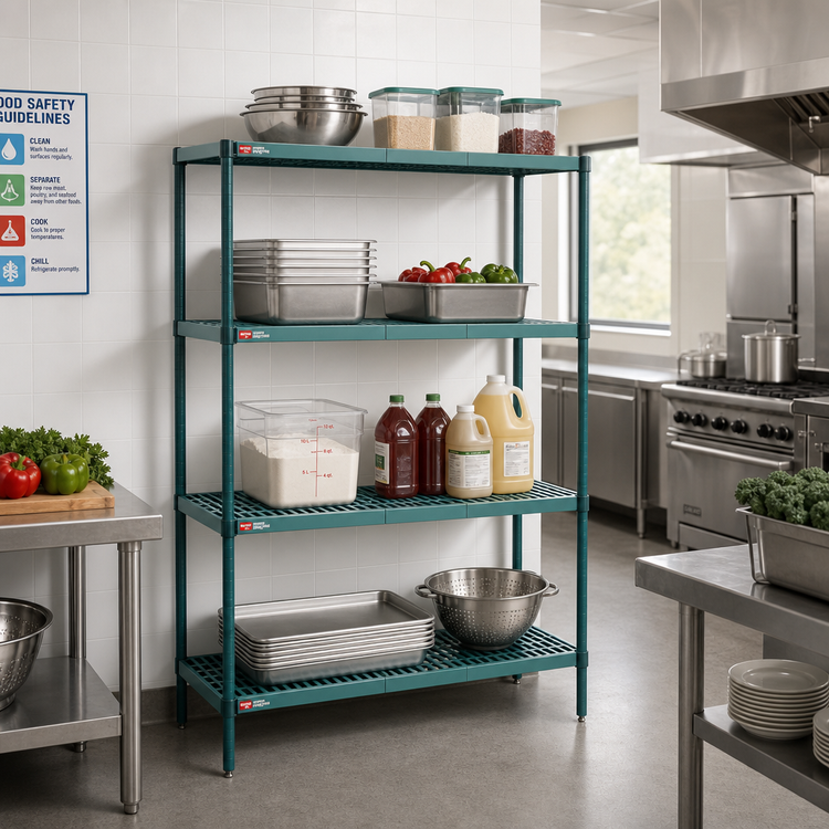 Product image #2 for Metro Super Erecta Pro 4-Shelf Stationary Polymer Shelving Starter Unit, 21 x 24 x 74 Inches, Green
