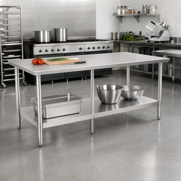Product image #2 for Eagle Budget Series 108-Inch x 36-Inch 430 Stainless Steel Work Table with Adjustable Undershelf