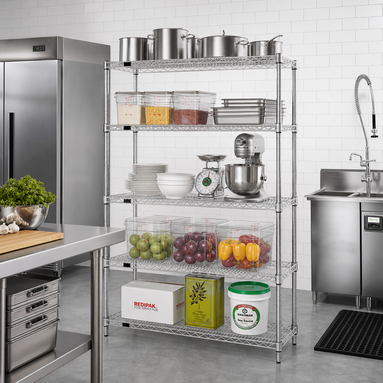 Product image #2 for Redipak 5-Tier Wire Shelving Unit, 60 x 18 x 74 Inches, Zinc Finish