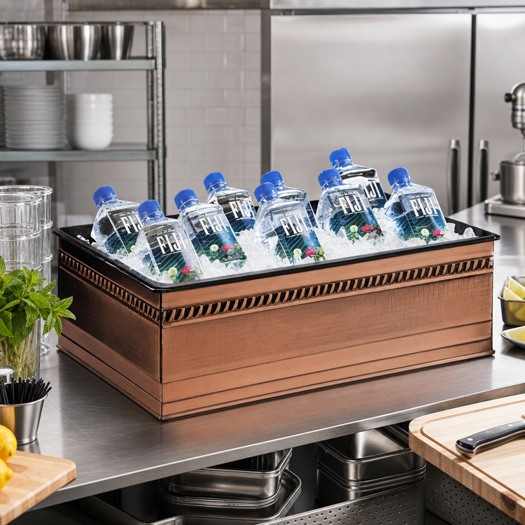 Product image #2 for Cal-Mil Copper-Finish Stainless Steel Ice Housing with Removable Polycarbonate Pan, 12 x 20 x 6-1/2 Inches
