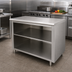 Thumbnail image #2 for Advance Tabco 96-Inch W x 24-Inch D Open Front Cabinet Base Work Table with Mid-Shelf, 14 Gauge 304 Stainless Steel Top