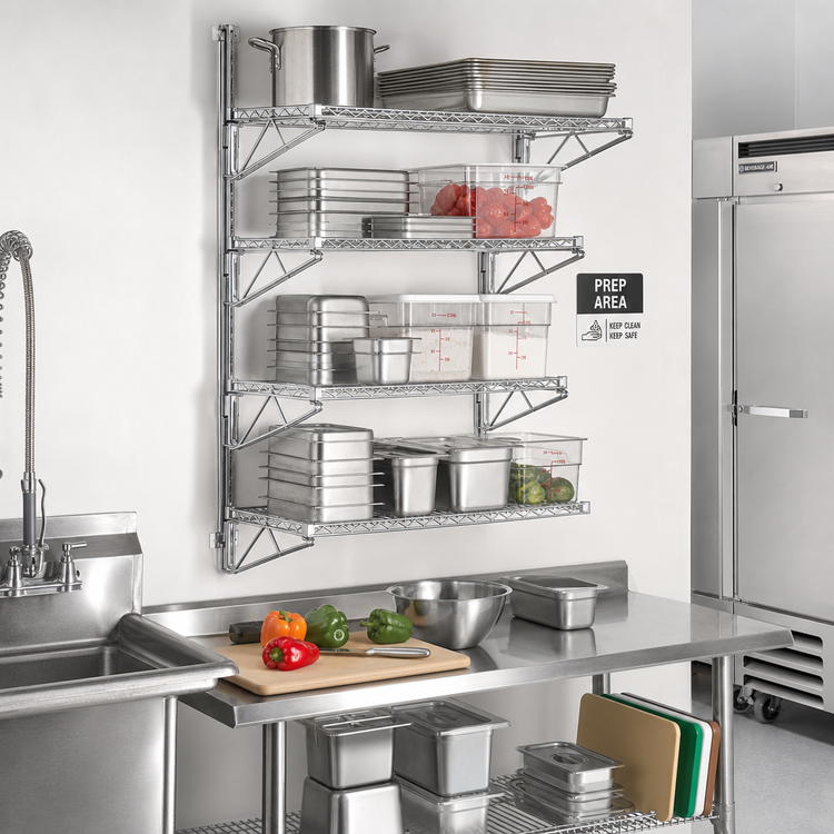 Product image #2 for Eagle Adjustable Post Wire Wall Mount Prepackaged End Unit for 21-Inch Deep Shelves, Chrome Plated