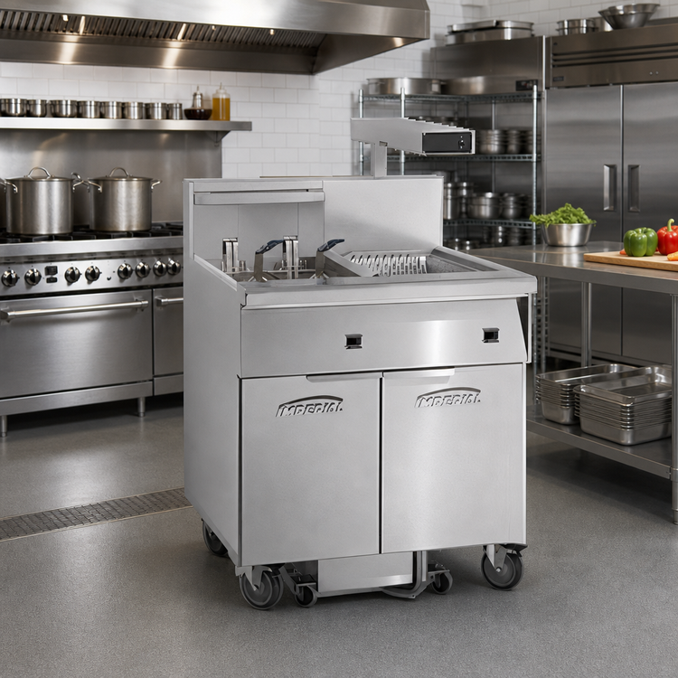 Product image #2 for Imperial Electric Floor Model Fryer with Built-In Filter System, Dump Station, and 75 lb Capacity