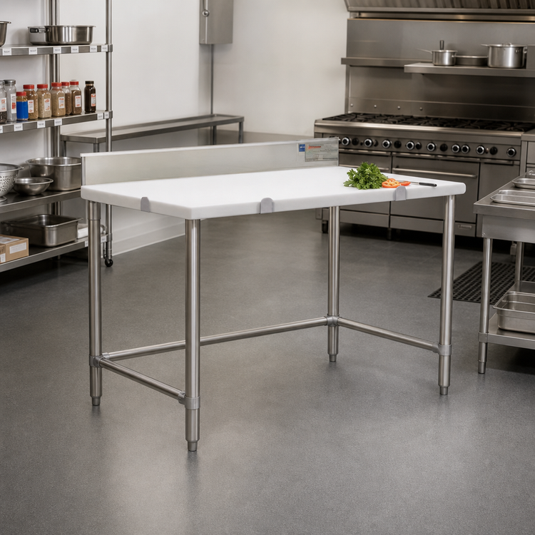 Product image #2 for Eagle Group 60-Inch x 30-Inch Poly Top Cutting Table with 4-1/2-Inch Stainless Steel Backsplash