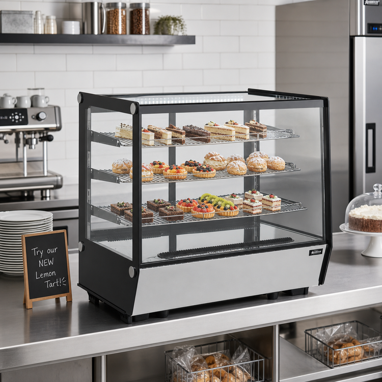 Product image #2 for Countertop Full-Service Square Glass Refrigerated Display Case, 35 Inch, 6.56 Cu. Ft.