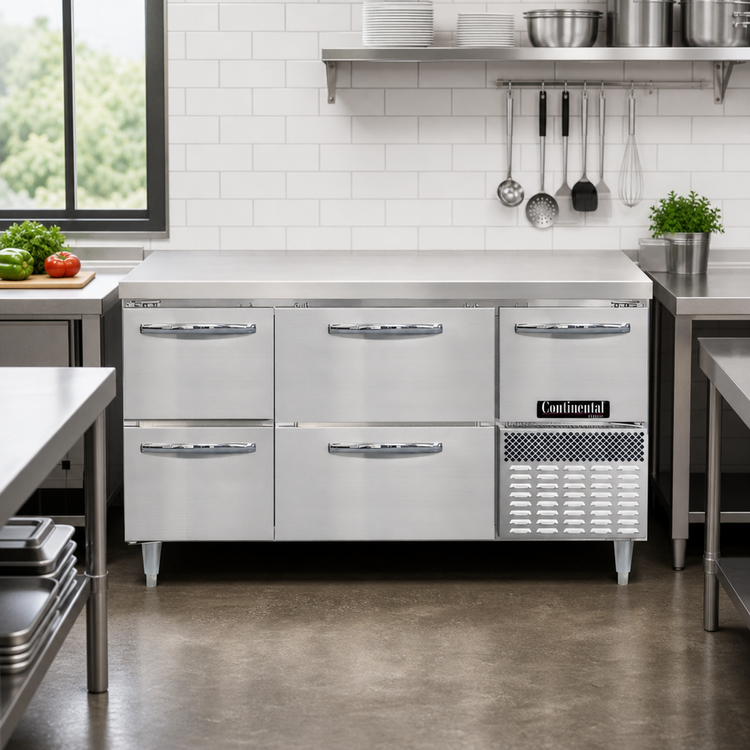 Product image #2 for Continental Refrigerator DFA60NSS-D 60" Designer Line Worktop Freezer with 4 Drawers and Door