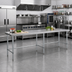 Thumbnail image #2 for Sapphire 120-Inch W x 24-Inch D 18-Gauge Stainless Steel Work Table, Flat Top, Open Base, Galvanized Legs