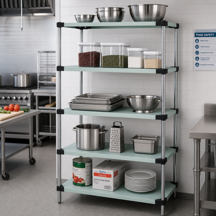 Product image #2 for Quantum Stationary Solid Shelving Starter Kit, 60 x 21 x 74 Inches, 304 Stainless Steel