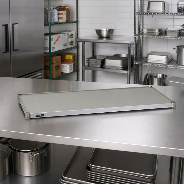Product image #2 for Eagle Group Valu-Master Solid Commercial Shelf with Marine Edge, 60 x 21 Inch, Galvanized Steel, Gray Epoxy Finish
