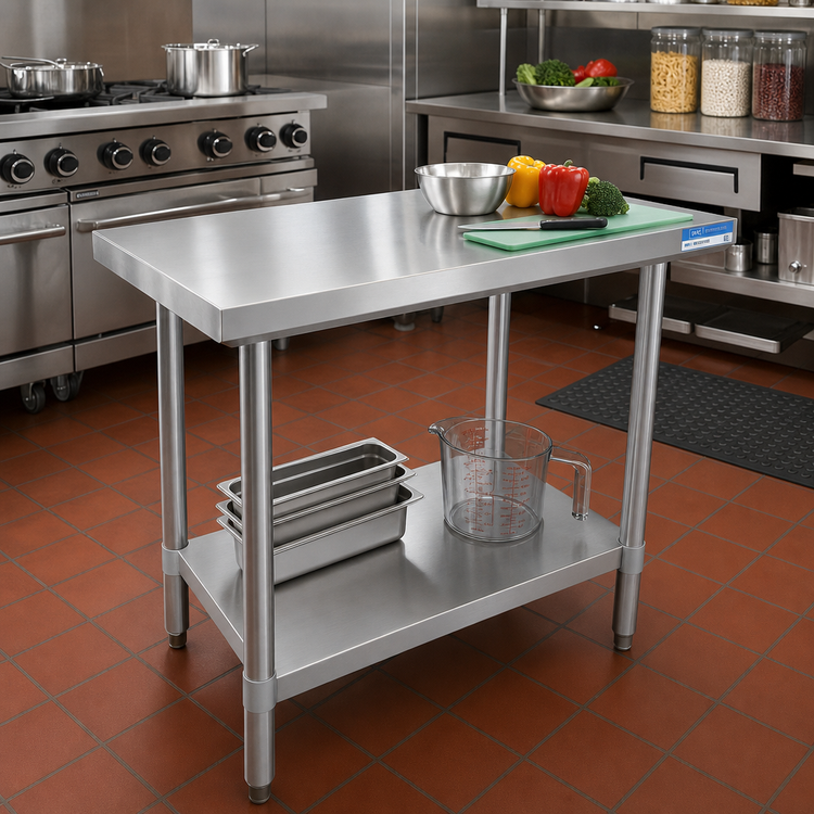 Product image #2 for BK Resources 30-Inch x 18-Inch Stainless Steel Work Table with Adjustable Undershelf