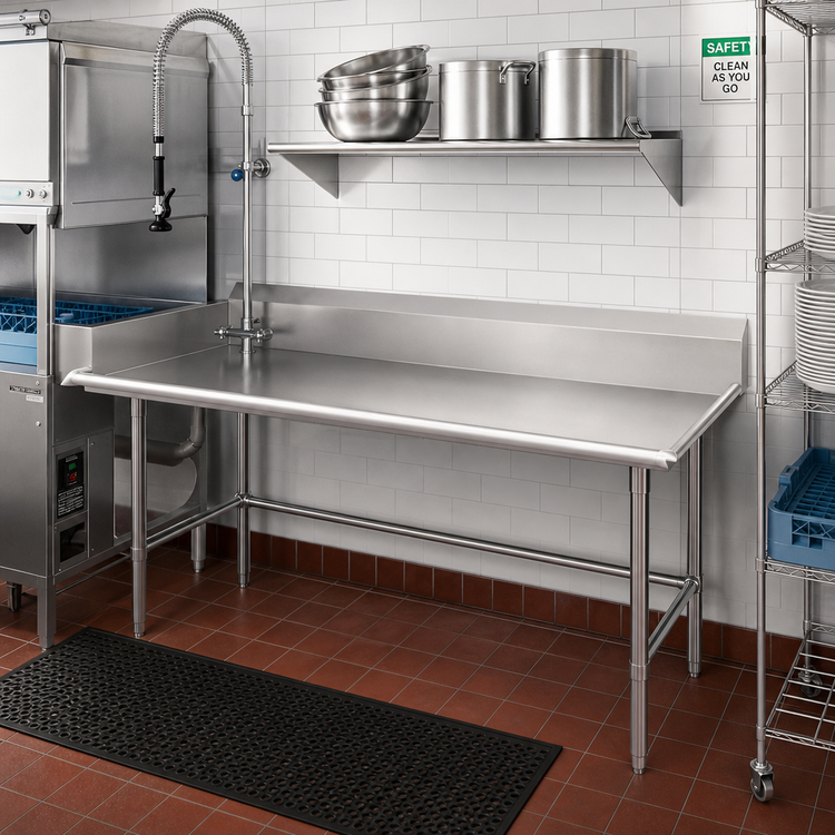 Product image #2 for John Boos Pro-Bowl 108-Inch Clean Straight Dishtable, Right-to-Left, 16-Gauge Stainless Steel