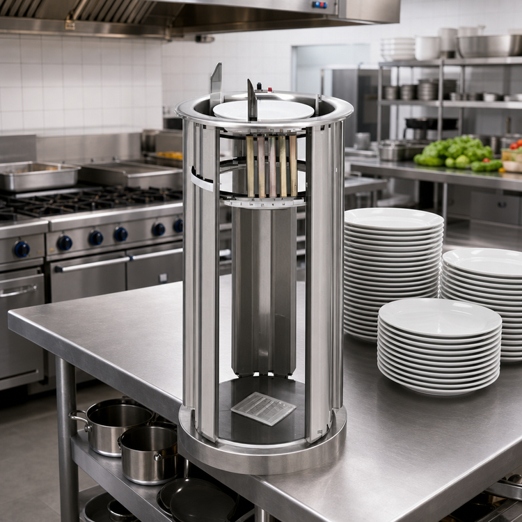 Product image #2 for Director's Choice Drop-In Unheated Open Dish Dispenser for Round Plates, Up to 5-Inch Diameter