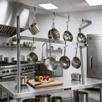Thumbnail image #2 for John Boos PRD4A Table-Mounted Double-Bar Stainless Steel Pot Rack, 18 Double Hooks, 103-1/4"W x 13-5/8"D x 48"H