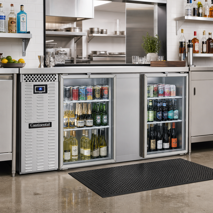 Product image #2 for Continental Refrigerator BB69SNSSGDPT 69" Shallow Depth Four-Glass Door Pass-Thru Back Bar Cooler
