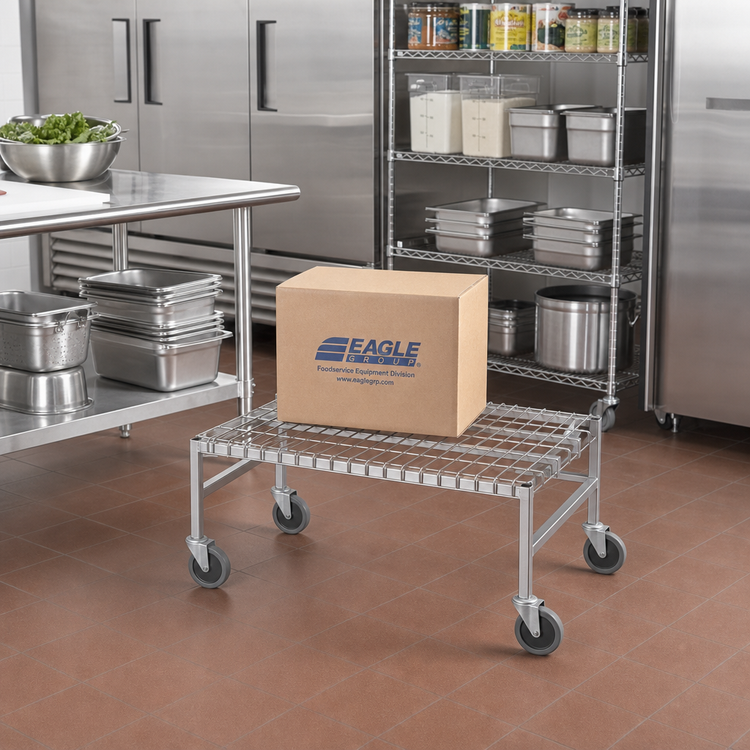 Product image #2 for Eagle Group 24" x 18" x 14" Mobile Wire Dunnage Rack, Chrome Finish, 800 lb. Capacity