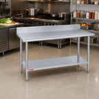 Thumbnail image #2 for Duke Manufacturing 314S-2472-5R 72-Inch Stainless Steel Work Table with 5-Inch Riser, Undershelf, and 14-Gauge 300 Series Top