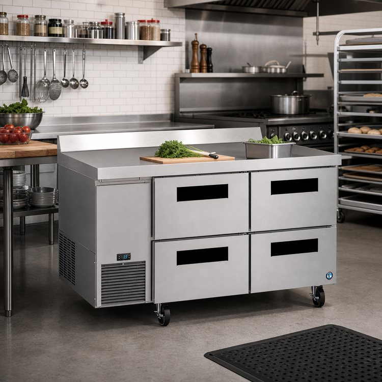 Product image #2 for Hoshizaki Steelheart 60-Inch Two-Section Worktop Refrigerator with 4 Drawers