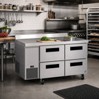 Thumbnail image #2 for Hoshizaki Steelheart WLR60B-D4 60-Inch Two-Section Worktop Refrigerator with 4 Drawers, Stainless Steel, Self-Contained Refrigeration