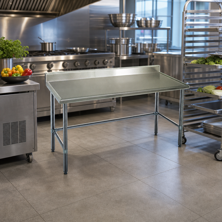 Product image #2 for Spec-Master Marine Series 30-Inch x 30-Inch Stainless Steel Work Table with 4-1/2-Inch Backsplash