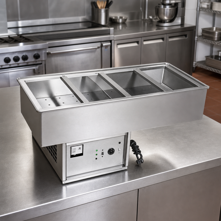 Product image #2 for Atlas Metal WCM-HP-6 6-Pan Drop-In Hot/Cold Food Well with Self-Contained Refrigeration