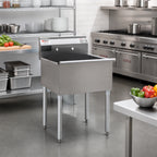 Thumbnail image #2 for Eagle Group 2124-1-16/4-1X One-Compartment 16-Gauge 430 Stainless Steel Utility Sink with 8-Inch Backsplash and Galvanized Legs