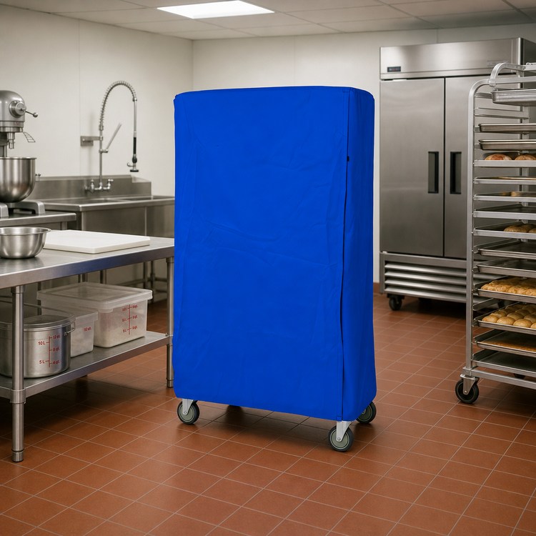 Product image #2 for Blue 400 Denier Nylon Wire Cart Cover with Zipper Flap, 24 x 36 x 63 Inches