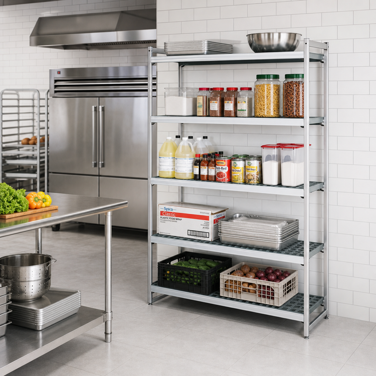 Product image #2 for Fermostock 5-Tier Polymer Shelving Unit Expansion Kit, 38 x 18 x 83 Inches, 800 lb. Shelf Capacity