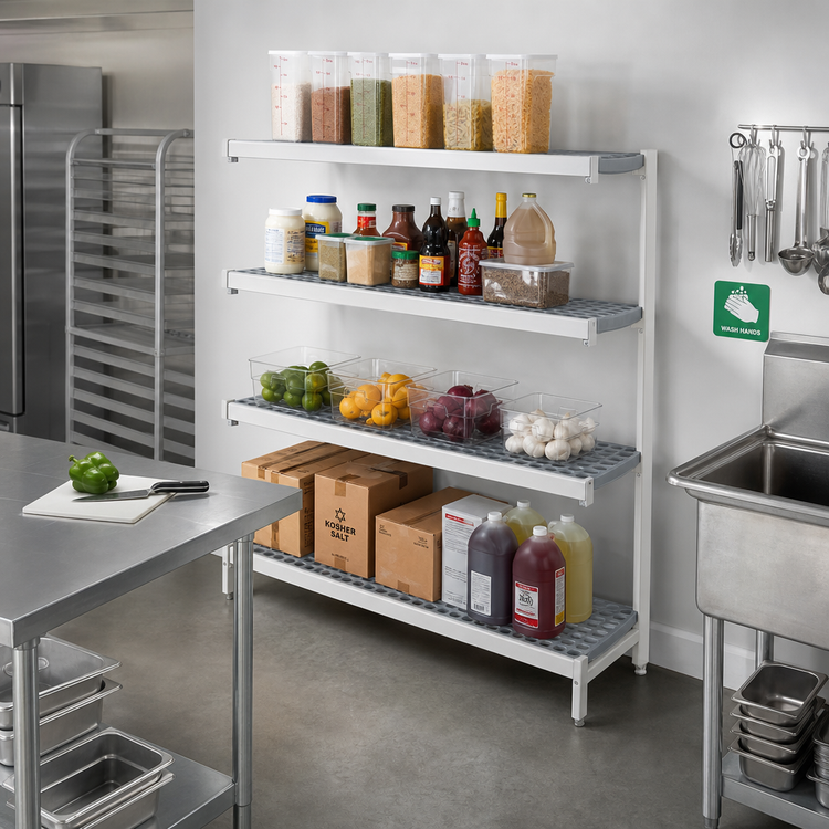 Product image #2 for Fermostock 4-Tier Polymer Shelving Expansion Kit, 68W x 14D x 71H, Add-On Unit
