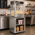 Thumbnail image #2 for Benchmark Stainless Steel Pedestal Base with Shelf and Casters for Silver Screen 14 oz Popcorn Machines