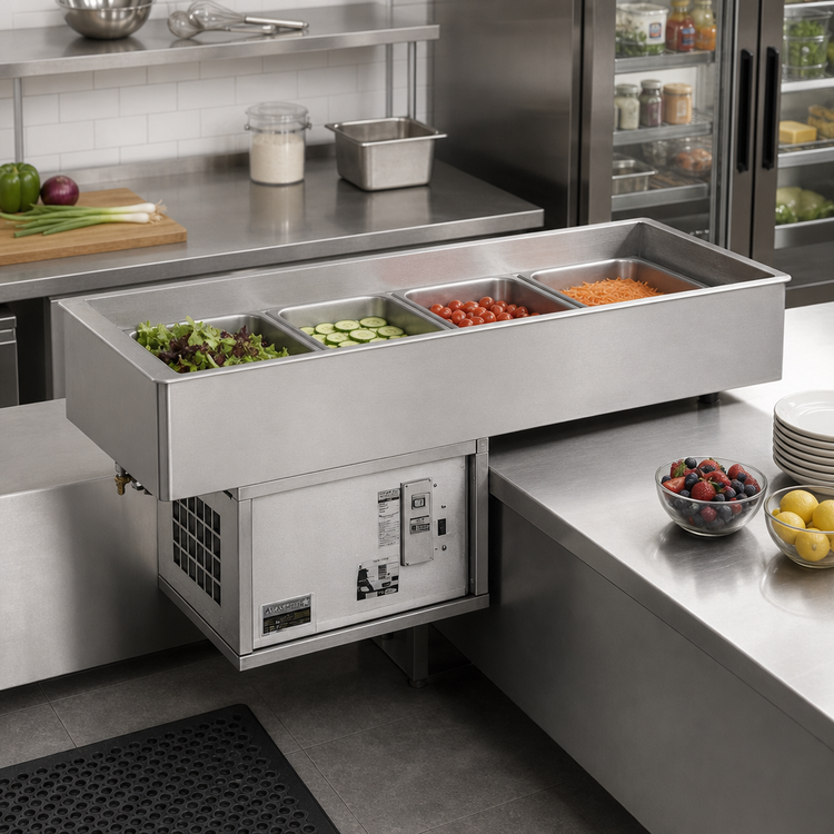 Product image #2 for Atlas Metal RMX-2 Remote Refrigerated 2-Pan Full-Size Drop-In Cold Food Well