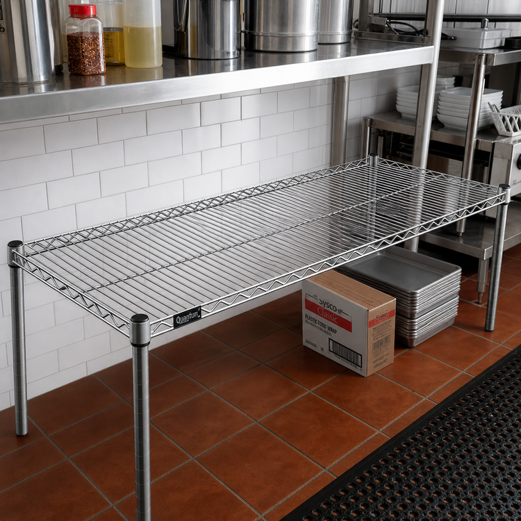 Product image #2 for Quantum 72" W x 21" D 304 Stainless Steel Wire Shelf, 600-800 lb. Capacity