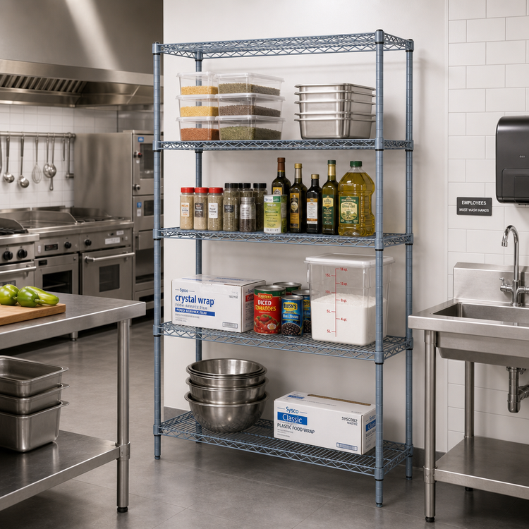 Product image #2 for Quantum 4-Shelf Wire Shelving Starter Kit, 48W x 12D x 74H, Gray Epoxy Coated
